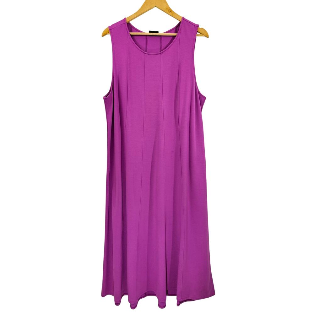 J Jill Wearever Maxi Dress XL Purple Double Face Jersey Sleeveless Stretch Knit - Picture 2 of 10